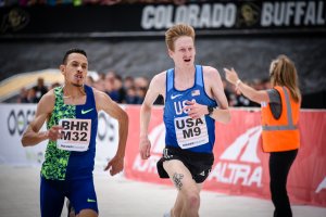 Reed Fisher at the finish of the 2019 BOLDERBoulder 10k